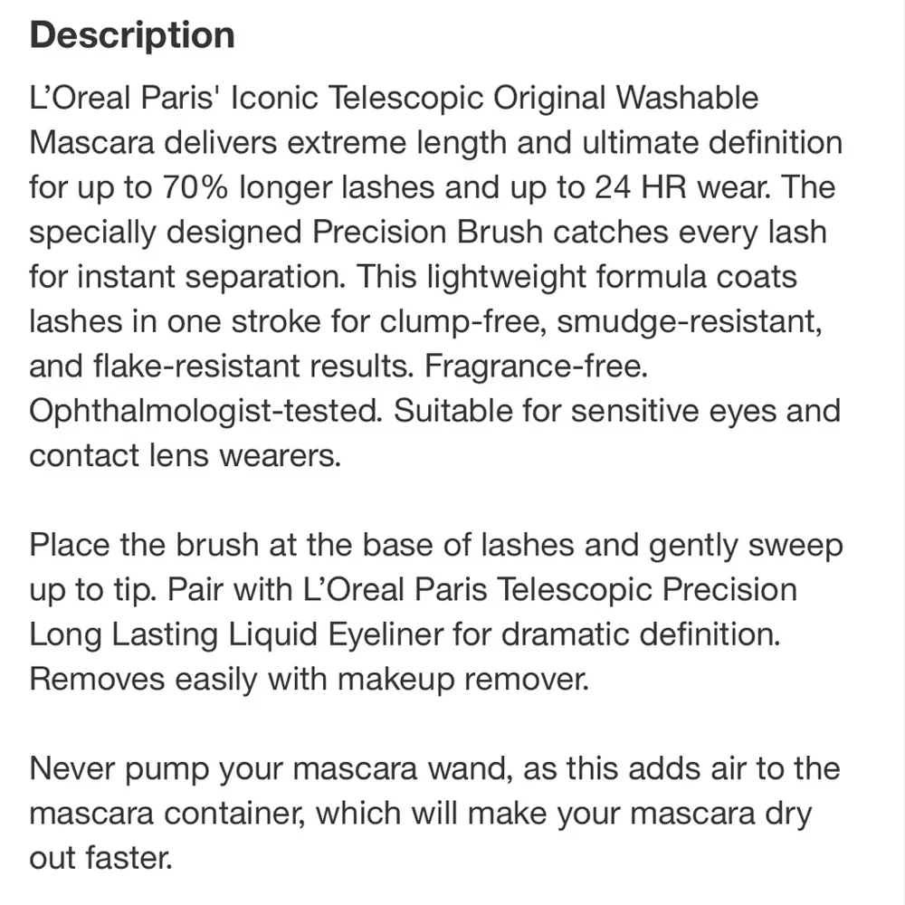 🦋 L'Oreal Telescopic Original Mascara - Black New FullSz